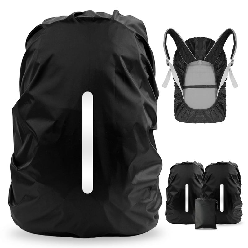 LAMA 2 Pack Waterproof Rain Cover for Backpack, Reflective Rainproof Protector for Anti-Dust and Anti-Theft, S Size (for 18L-25L Backpack), 2 Pcs Black - Image 1